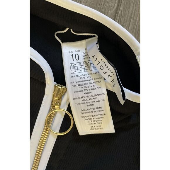 New $220 Seafolly Cap Sleeve Colorblock Zip-Up One-Piece Swimsuit  6 US 10 UK - Picture 5 of 6